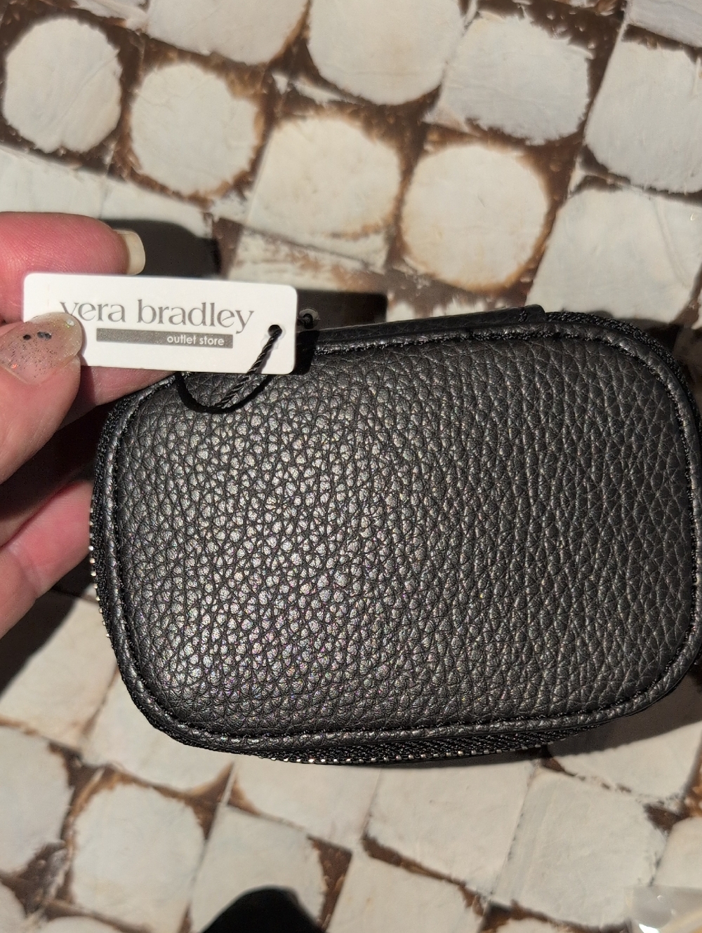Vera Bradley Black Pebbled Zip Case - NWT